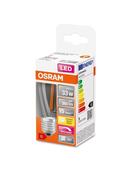 OSRAM - 4058075779969 - LED CLASSIC OSRAM Superstar Edison35 Mini Verre Clair E27 2200K 4,8W 360lm