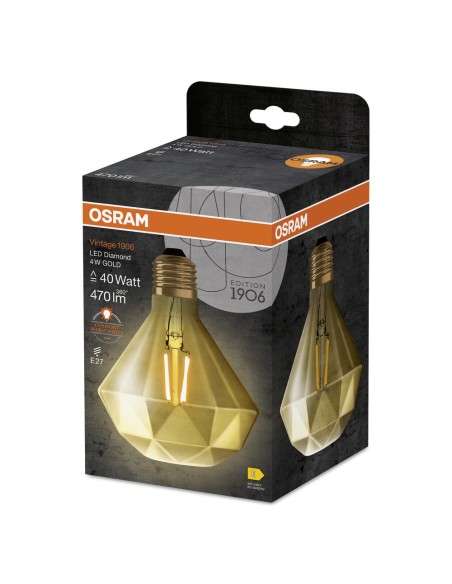 OSRAM - 4058075091955 - LED CLASSIC OSRAM 1906 DIAMOND40 FIL GOLD E27 4W 470lm 2400K