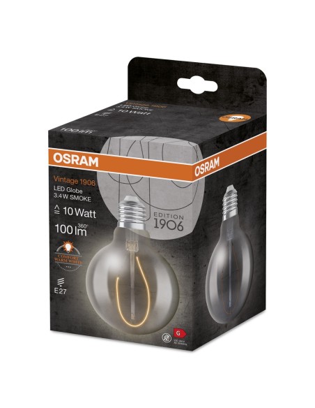 OSRAM - 4058075760950 - LED CLASSIC OSRAM 1906 CLG10 D95 Verre Fumé Filament E27 3,4W 1800K 100lm