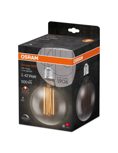 OSRAM - 4058075761391 - LED CLASSIC OSRAM 1906 DIM CLG42 D125 Verre Fumé Filament E27 11W 818 500lm