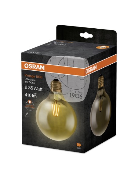 OSRAM - 4099854091179 - LED CLASSIC OSRAM 1906 CLG35 D125 Verre Doré Filament E27 4W 824 410lm 2400K