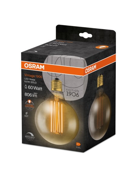 OSRAM - 4058075761810 - LED CLASSIC OSRAM 1906 DIM CLG60 D125 Verre Doré Filament E27 8,8W 2200K 806lm