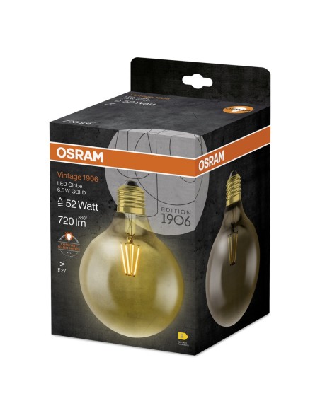 OSRAM - 4058075809406 - LED CLASSIC OSRAM 1906 CLGB52 D125 Verre Doré Filament E27 6,5W 720lm 2400K