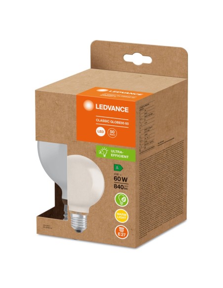 LEDVANCE - 4099854002922 - LED CLASSIC LEDVANCE Classe Energie A GLOBE95 Verre Dépolie E27 4W 840lm 3000K