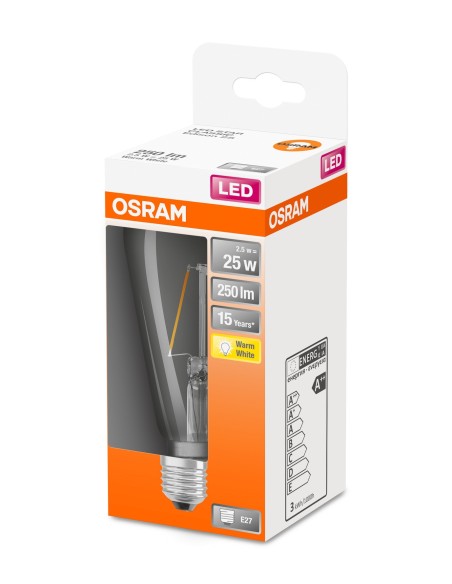 OSRAM - 4058075436763 - LED CLASSIC OSRAM Star ST64 Edison25 Verre Clair E27 2,5W 827 250lm