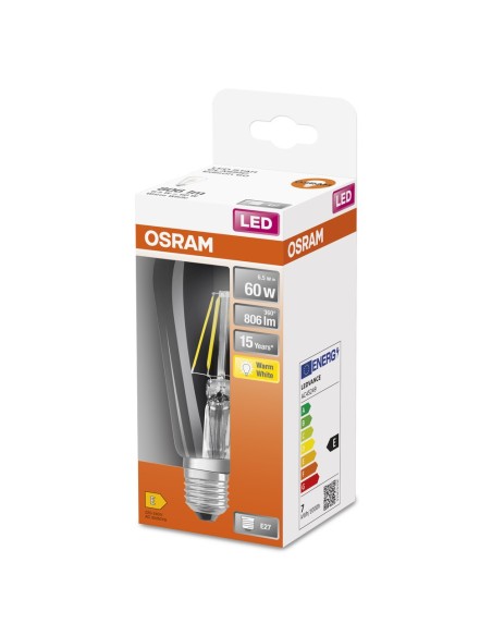 OSRAM - 4058075434400 - LED CLASSIC OSRAM Star Edison60 Verre Clair E27 6,5W 827 806lm