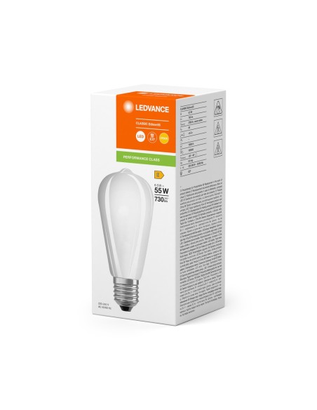 LEDVANCE - 4099854062803 - LED CLASSIC LEDVANCE PFM Edison60 Verre Dépoli E27 6,5W 827 730lm