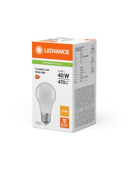 LEDVANCE - 4099854049460 - LED CLASSIC LEDVANCE PFM CLA40 Dépolie E27 4,9W 827 470lm