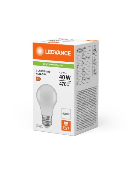 LEDVANCE - 4099854049538 - LED CLASSIC LEDVANCE PFM CLA40 Dépolie E27 4,9W 840 470lm