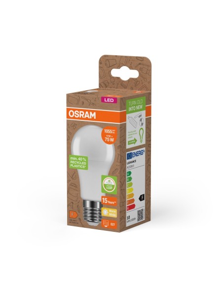 OSRAM - 4058075831841 - OSRAM LED PCR CLA75 Dépolie E27 10W 827 1055lm (Plastique recyclé)