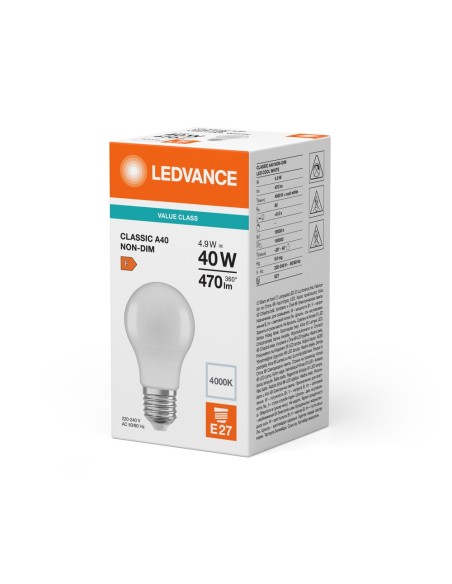 LEDVANCE - 4099854049583 - LEDVCLA40 4,9W/840 230VFR E27 10X1  LEDV