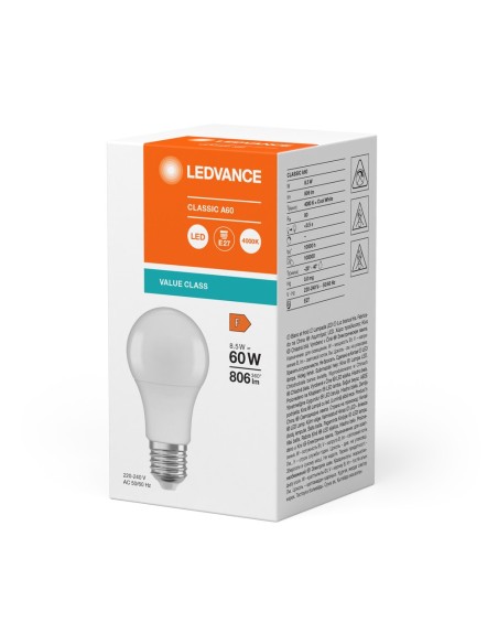 LEDVANCE - 4099854100420 - LED CLASSIC LEDVANCE Value CLA60 Dépolie E27 8,5W 840 806lm