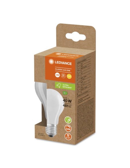 LEDVANCE - 4099854066221 - LED CLASSIC LEDVANCE SUP CLA40 énergie B Dépoli DIM E27 2,6W 827 481lm