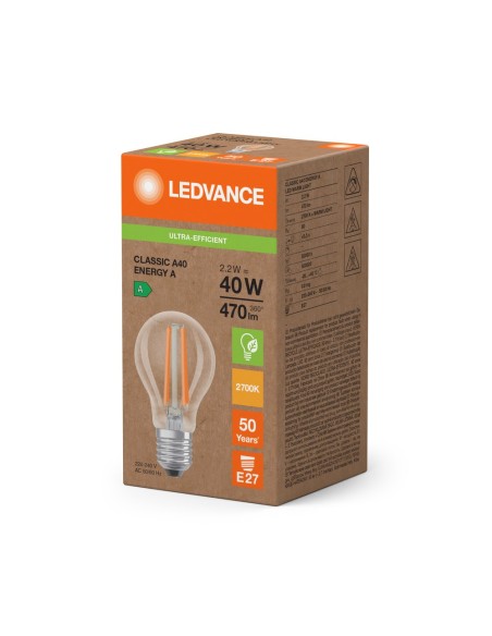 LEDVANCE - 4099854236532 - LED CLASSIC LEDVANCE SUP CLA40 énergie A Fil Claire E272,2W 827 470lm