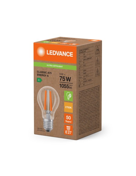 LEDVANCE - 4099854236617 - LED CLASSIC LEDVANCE SUP CLA75 énergie A Fil Claire E275W 827 1055lm