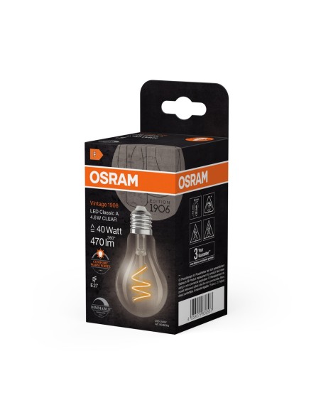 OSRAM - 4058075836587 - LED CLASSIC OSRAM 1906 CLA40 Verre E27 4.6W 922470lm 2200K