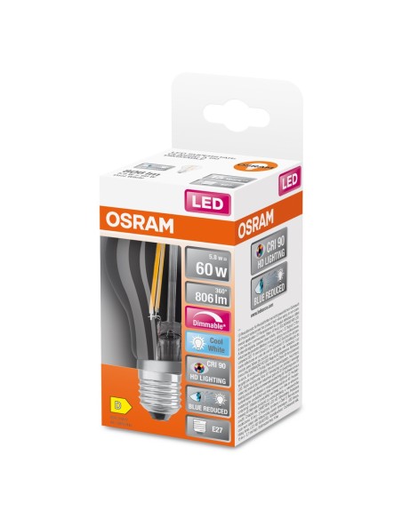 OSRAM - 4058075602472 - LED SUPERSTAR+ Standard clair filament variable 5,8W=60 E27 froid