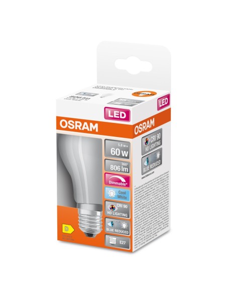 OSRAM - 4058075602595 - LED SUPERSTAR+ Standard verre dépoli variable 5,8W=60 E27 froid