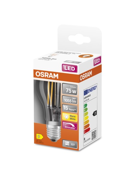 OSRAM - 4058075436886 - LED SUPERSTAR CL A  FIL 75 dim  9W/827 E27