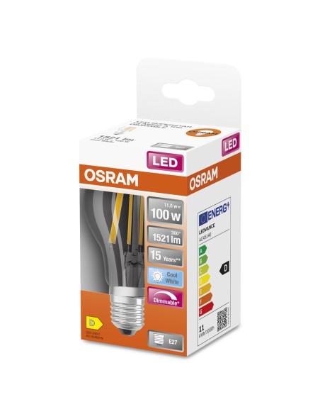 OSRAM - 4058075448100 - LED CLASSIC OSRAM FIL DIM CLA100 Claire 840 E27 11W 1521lm