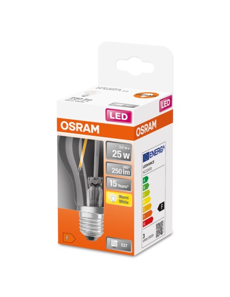 OSRAM - 4058075434165 - LED CLASSIC OSRAM STAR CLA25 Fil Verre Claire E27 2,5W 827 250lm