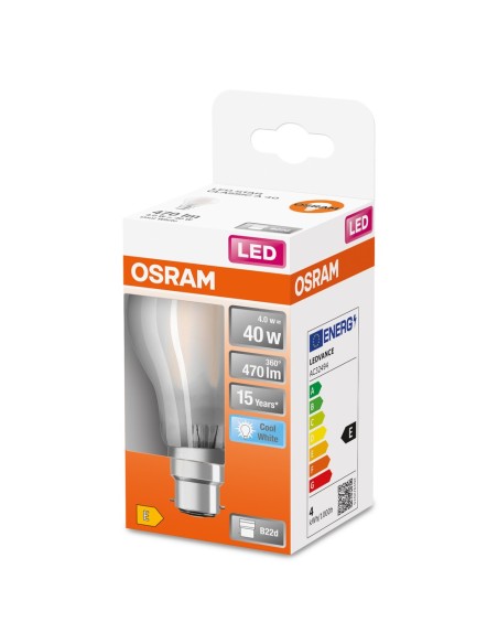 OSRAM - 4058075592650 - LED CLASSIC OSRAM STAR CLA40 Verre Dépoli B22d 4W 840 470lm