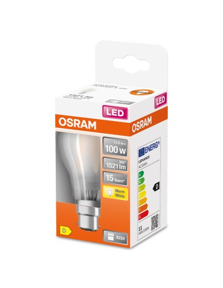 OSRAM - 4058075124684 - LED CLASSIC OSRAM FIL CLA100 Verre Dépoli 827 B22 11W 1521lm