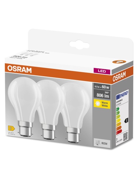 OSRAM - 4058075115132 - BTE3 LED Std Fil dép 7W=60 B22 ch  OSRAM