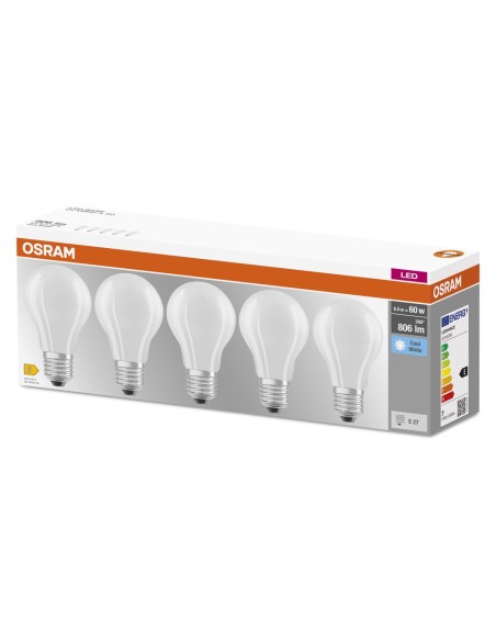 OSRAM - 4058075466531 - BTE5 LED STD DEP VERRE 60W E27 FROID OSR