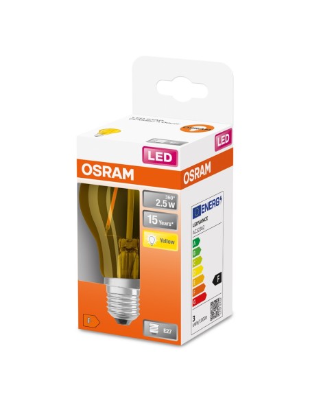 OSRAM - 4058075433922 - LED CLASSIC OSRAM STAR+ DECO CLA15 Verre Jaune E27 2,5W 2200K 235lm