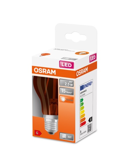 OSRAM - 4058075433960 - LED CLASSIC OSRAM STAR+ DECO CLA15 Verre Orange E27 2,5W 160lm