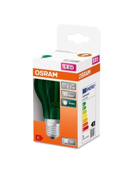 OSRAM - 4058075433984 - LED CLASSIC OSRAM STAR+ DECO CLA15 Verre Vert E27 2,5W 45lm