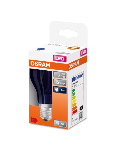 OSRAM - 4058075434004 - LED CLASSIC OSRAM STAR+ DECO CLA15 Verre Bleu E27 2,5W 10lm