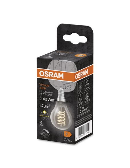 OSRAM - 4099854075742 - LED OSRAM 1906 DIM CLP40 Verre clair Filament spiral E14 4,8W 2700K