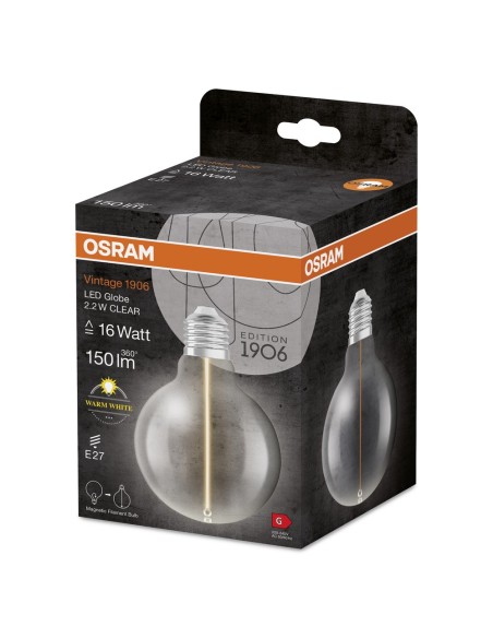 OSRAM - 4099854049910 - LED CLASSIC OSRAM 1906 CLG16 D95 Verre Clair Filament E27 2,2W 827 150lm