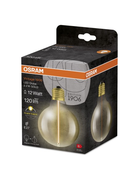 OSRAM - 4099854049934 - LED CLASSIC OSRAM 1906 CLG12 D95 Verre Doré Filament E27 2,2W 827 120lm