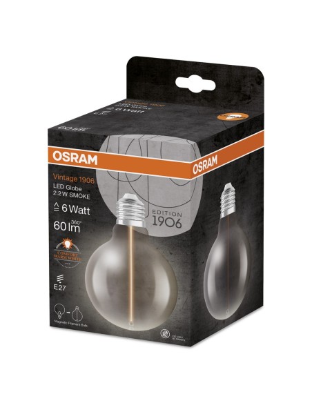 OSRAM - 4099854049958 - LED CLASSIC OSRAM 1906 CLG6 D95 Verre Fumé Filament E27 2,2W 818 60lm