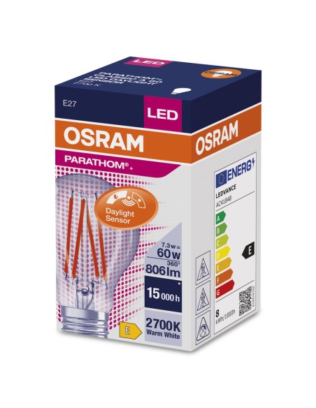 OSRAM - 4058075762015 - PARATHOM DLSensor CLA60 FIL Cl 827 E27 7,3W 806lm Capteur crépusculaire OSRAM