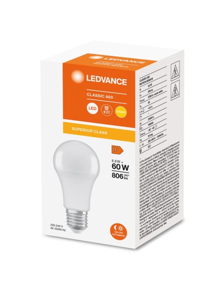 LEDVANCE - 4099854094200 - LED CLASSIC LEDVANCE SUP CLA60 Détecteur de mouvement E27 8,8W 827 806lm