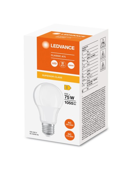 LEDVANCE - 4099854044212 - LED CLASSIC LEDVANCE SUP CLA75 E27 9W 840 1055lm 4000K