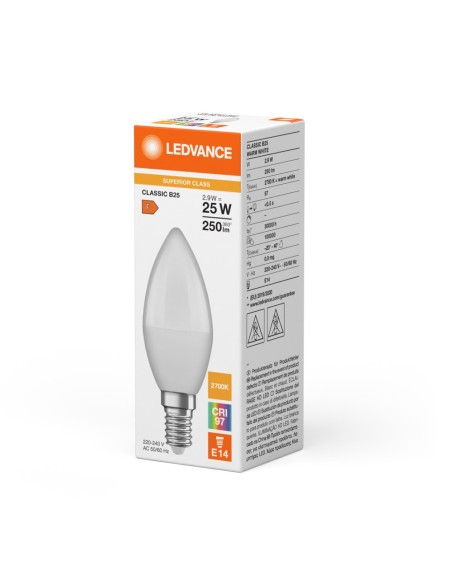 LEDVANCE - 4099854075445 - LED CLASSIC LEDVANCE SUP CLB25 Comfort Dépolie 927 E14 2,8W 245lm IRC97