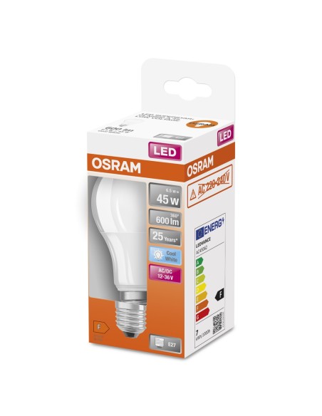 OSRAM - 4058075757608 - LED CLASSIC OSRAM Superstar CLA45 12-36V Dépolie E27 6,5W 840 600lm