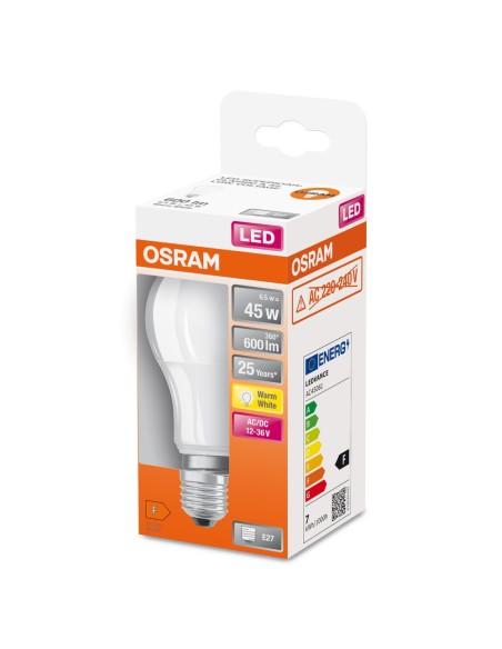 OSRAM - 4099854040368 - LED CLASSIC OSRAM Superstar CLA45 12-36V Dépolie E27 6,5W 827 600lm