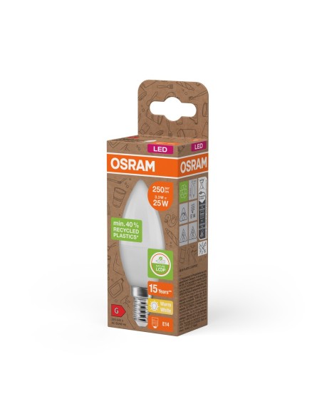 OSRAM - 4058075831926 - OSRAM LED PCR CLB25 Dépolie E14 3,3W 827 250lm (Plastique recyclé)