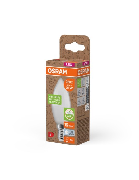 OSRAM - 4058075831940 - OSRAM LED PCR CLB25 Dépolie E14 3,3W 840 250lm (Plastique recyclé)