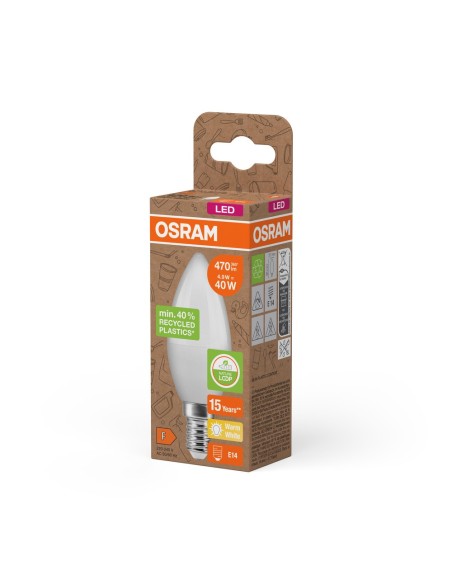 OSRAM - 4058075831964 - OSRAM LED PCR CLB40 Dépolie E14 4,9W 827 470lm (Plastique recyclé)