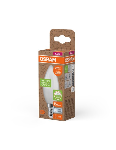 OSRAM - 4058075831988 - OSRAM LED PCR CLB40 Dépolie E14 4,9W 840 470lm (Plastique recyclé)