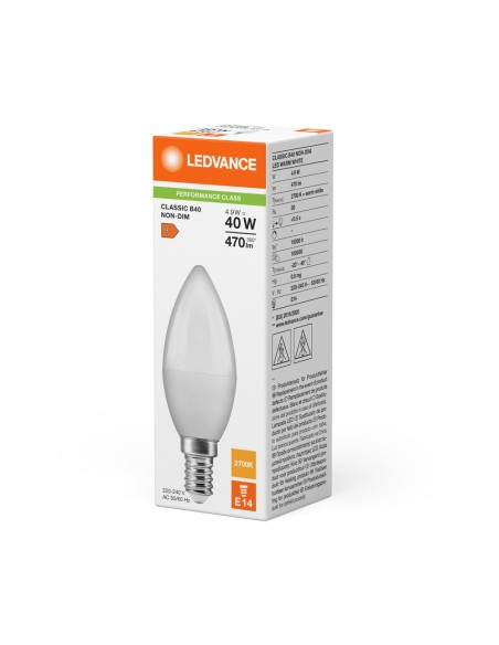 LEDVANCE - 4099854049309 - LED CLASSIC LEDVANCE PFM CLB40 Dépolie E14 4,9W 827 470lm