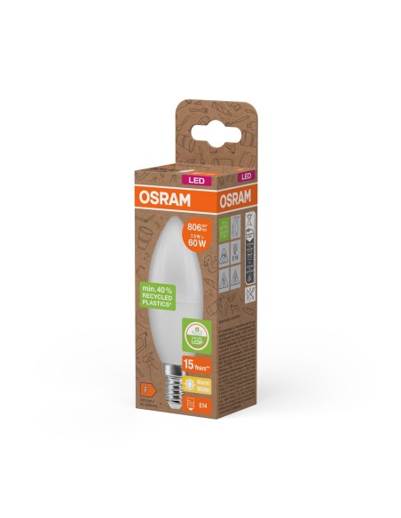 OSRAM - 4058075832008 - OSRAM LED PCR CLB60 Dépolie E14 7,5W 827 806lm (Plastique recyclé)