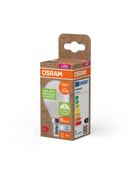 OSRAM - 4058075832060 - OSRAM LED PCR CLP25 Dépolie E14 3,3W 840 250lm (Plastique recyclé)